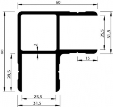 90° Eck-Einfaßprofil 25mm, 7100 mm , pressblank